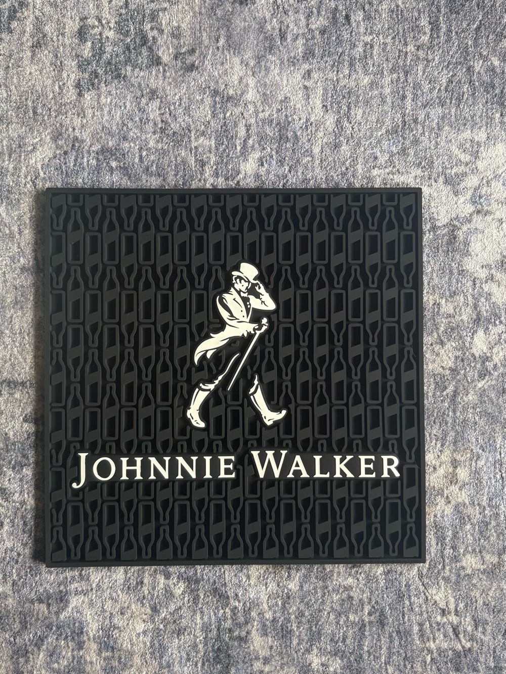Black Logo Rubber Bar Mat - Black
